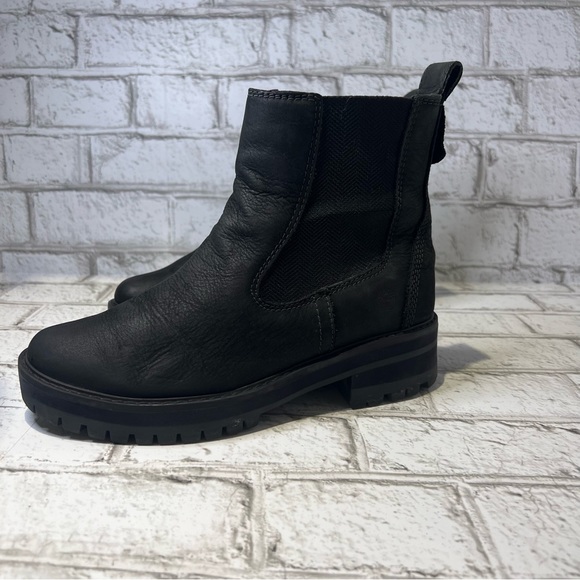 👢 TIMBERLAND WOMEN'S COURMAYEUR VALLEY CHELSEA BLACK NUBUCK BOOT. SZ US 7 - Picture 6 of 11